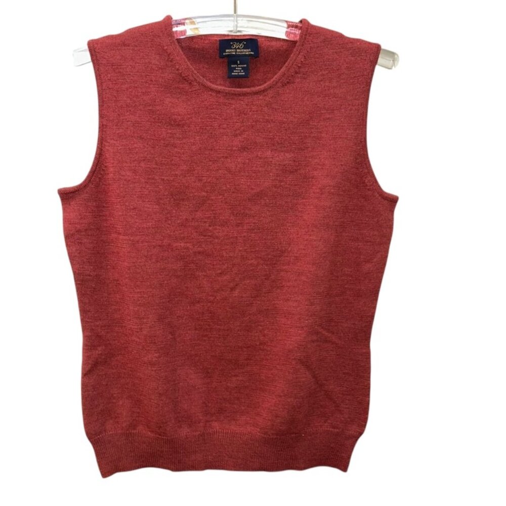 Brooks Brothers Brick Red merino wool sleeveless sweater vest S Hong Kong